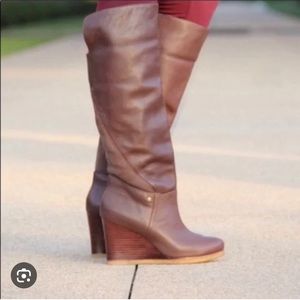 Ugg Ravina Wedge Heel Leather And Suede Leather Boot Size 9